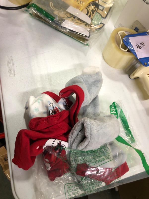 Photo 3 of *New Open**Disney Baby Boy Mickey Mouse 4 Piece Bodysuit, Pant and Cap Set – Red/White/Grey 6-9 Months Multicolor