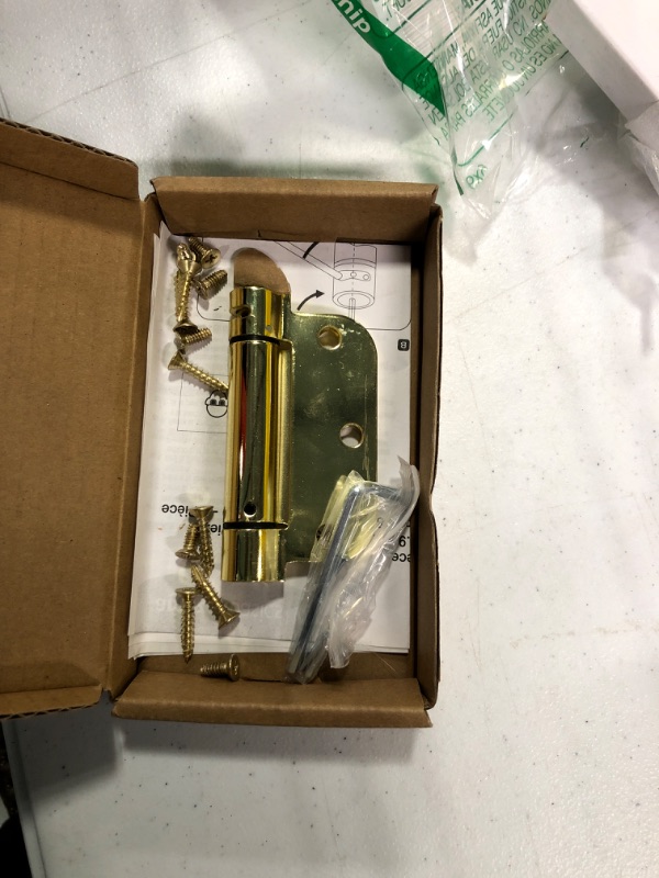 Photo 3 of **New Open**Self-Closing Door Hinge, 3.5 Inch x 3.5 Inch, 1 Piece, Polished Brass