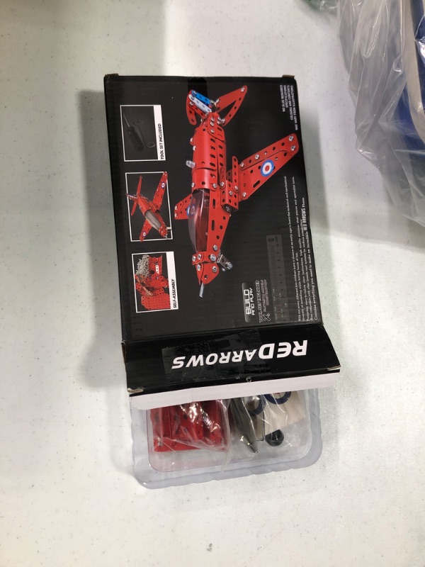 Photo 2 of COSKEHAN STEM Assembled Model Plane Kit Building Toy, 201 Pieces STEM Projects Airplane Building Kits for Kids Age 8-12, STEM Educational Model Kit Gifts for Teenage Boys & Girls 8+, Red, 7*9*3 inch