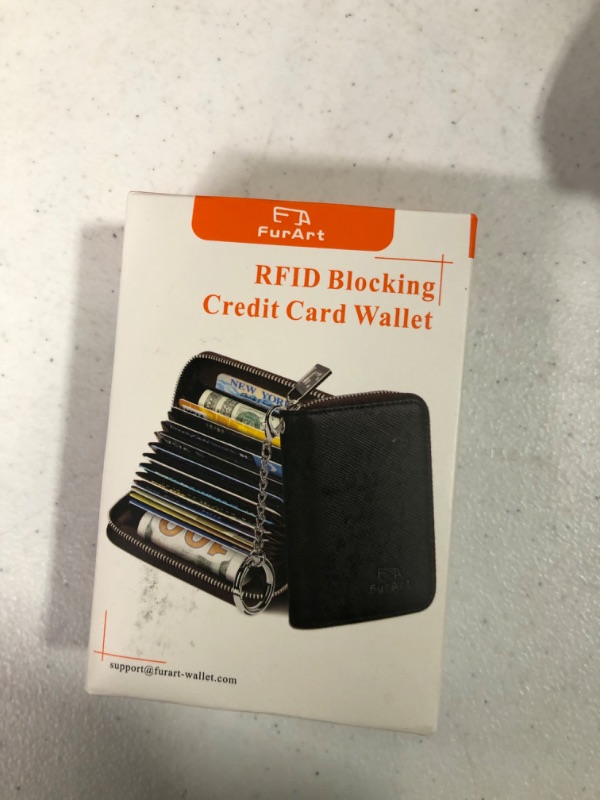 Photo 1 of **NO KEYRING** FurArt Credit Card Wallet, Zipper Card Cases Holder for Men Women, RFID Blocking, Key Chain, Compact Size