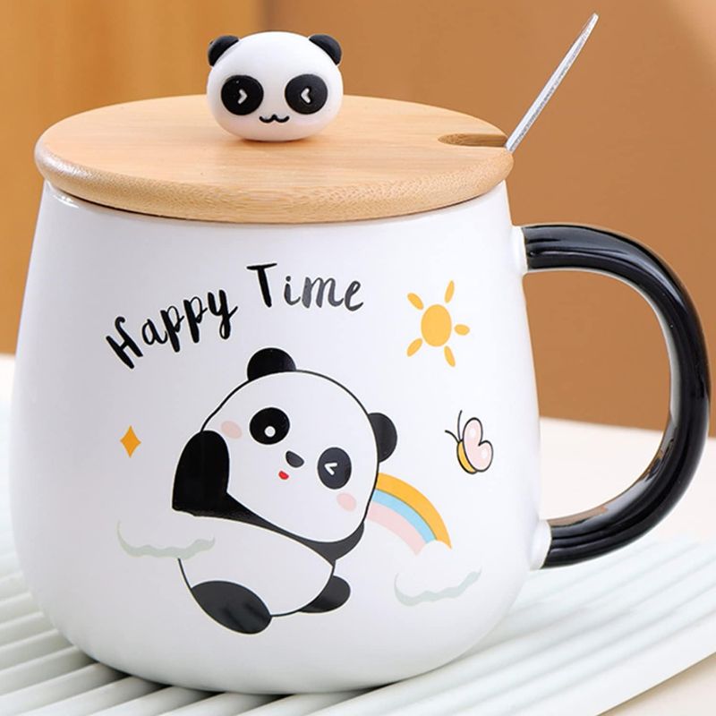 Photo 1 of **8 NEEDS NEW RUBBER SEAL** Arawat Panda Mug With Lid Cute Coffee Mug Panda Gift 400ml Ceramic Tea Mug With Spoon & Coaster Cute Tea Coffee Mugs Birthday Gift For Women Men Boyfriend Boys 