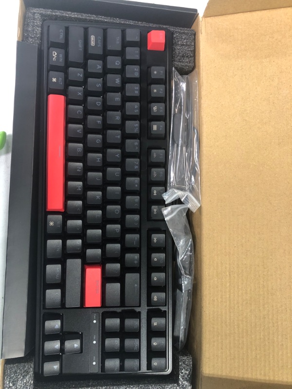 Photo 1 of Keychron C3 Pro QMK/VIA Custom Gaming Keyboard, Programmable 87 Keys TKL Layout Red LED Backlight Gasket Mount Wired Mechanical Keyboard with Brown Switches for Mac/Windows/Linux