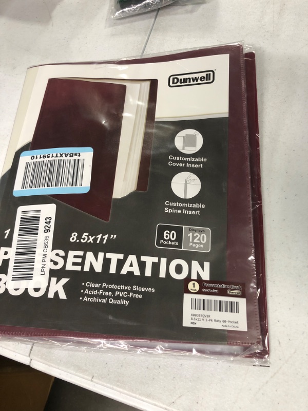 Photo 2 of Dunwell Binder with Plastic Sleeves 60-Pocket (1 Pack, Ruby) - Presentation Book, 8.5 x 11 Portfolio Folder with Clear Sheet Protectors, Displays 120-Page Documents, Certificates, Important Papers Ruby 1-Pack