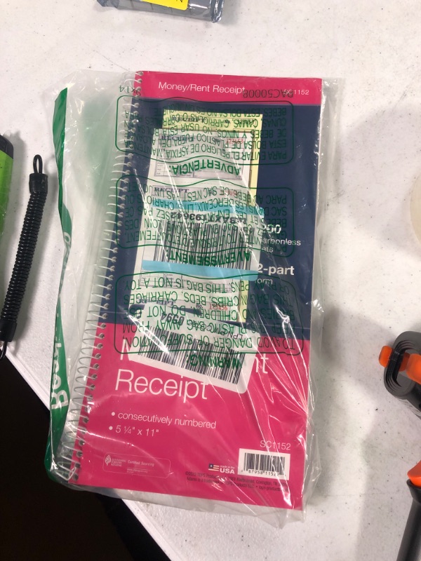 Photo 2 of Adams Money and Rent Receipt Book, 2-Part Carbonless, 5-1/4" x 11", Spiral Bound, 200 Sets per Book, 4 Receipts per Page (SC1152) Smaller pack Book