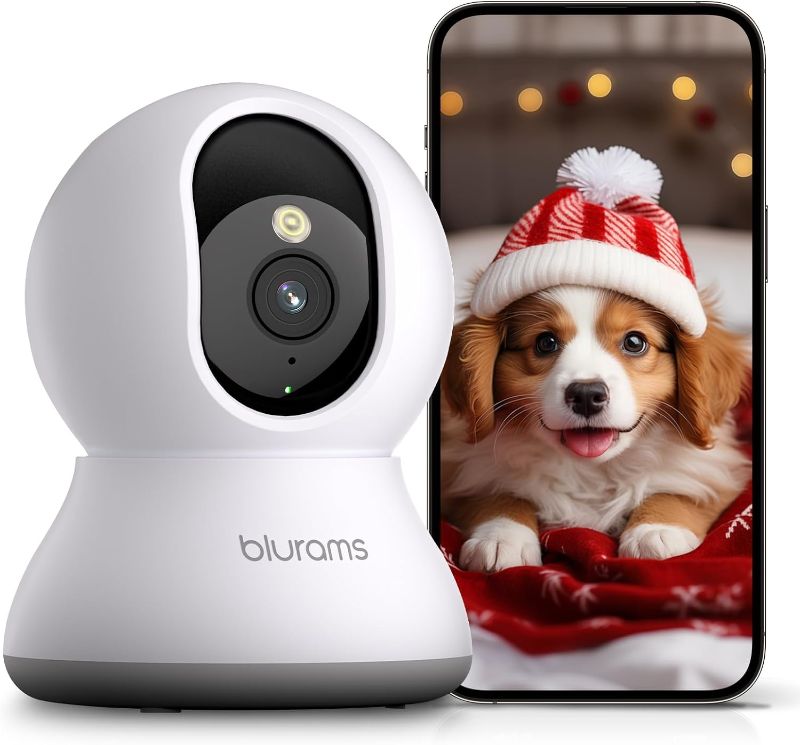 Photo 1 of blurams Pet Camera 2K, 360° Indoor Security Camera, Dog Camera with Phone App, PTZ Cameras for Home Security Indoor, 2-Way Audio, Motion Tracking, Color/IR Night Vision, Siren, Cloud&SD(2.4GHz Only) White