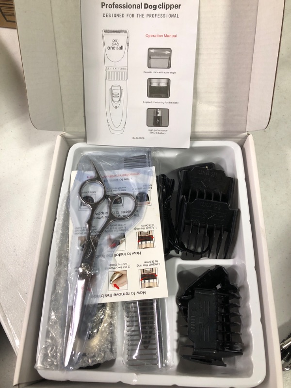 Photo 3 of **NEEDS CLEANED** ** USED** 
 oneisall Dog Shaver Clippers Low Noise Rechargeable Cordless Electric Quiet Hair Clippers Set for Dogs Cats Pets Gold