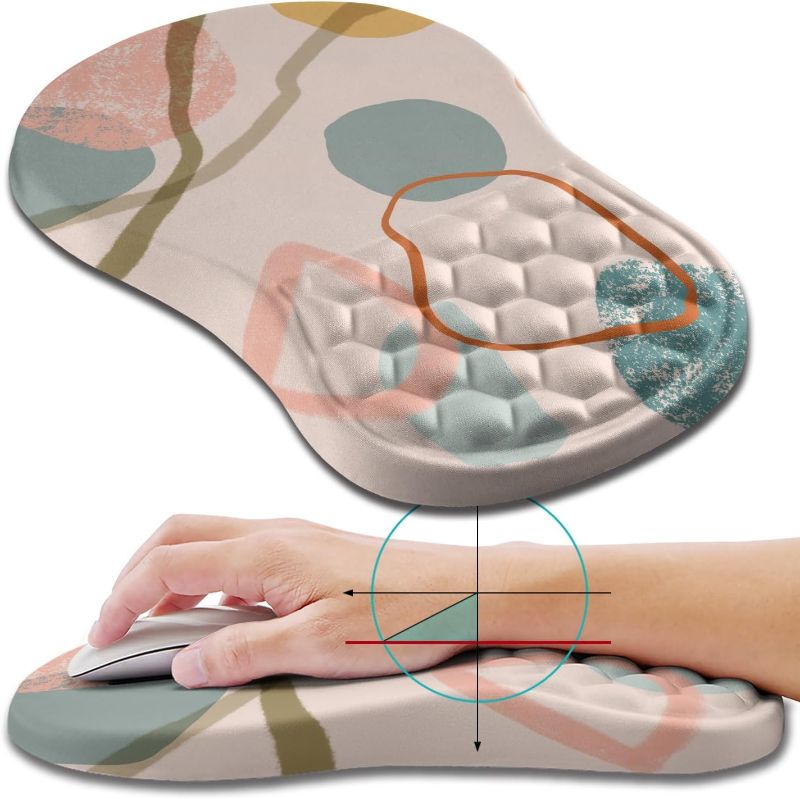 Photo 1 of **USED** Hokafenle Ergonomic Mouse Pad Wrist Support, Wrist Rest Mousepad for Carpal Tunnel Pain Relief with Integrated Memory Foam Slope Massage Bulge (12x8 inch,Abstrac Art