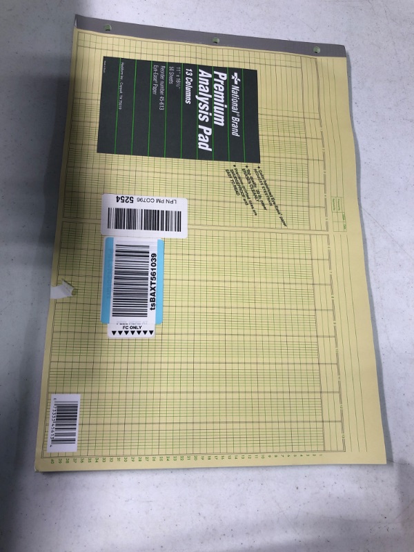 Photo 1 of Rediform 13 Column Analysis Pad, 3 Hole, 2 1/4" x 11" x 16 3/8", Green
