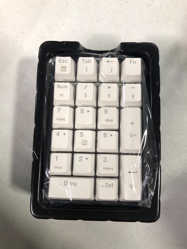 Photo 3 of Mechanical Numeric Keypad Gateron Brown Switch Wired Gaming Keypad Crystal Case White Backlit 21 Keys Mini Numpad Portable Keypad Extended Layout White Magicforce By Qisan