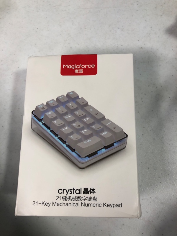 Photo 2 of Mechanical Numeric Keypad Gateron Brown Switch Wired Gaming Keypad Crystal Case White Backlit 21 Keys Mini Numpad Portable Keypad Extended Layout White Magicforce By Qisan