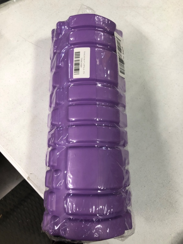 Photo 2 of 13" Purple Foam Roller - for Self Massage Exercise, Back Pain, Legs, Yoga, Relieve Muscles, Physical Therapy, Body Stretching, Deep Tissue - Medium Density Purple 13in