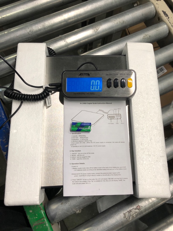 Photo 2 of Acteck A-LX460 460lb x 0.1lb Digital Heavy Duty Shipping and Postal Scale with Large Stainless Steel Platform, Batteries and Ac Adapter Included