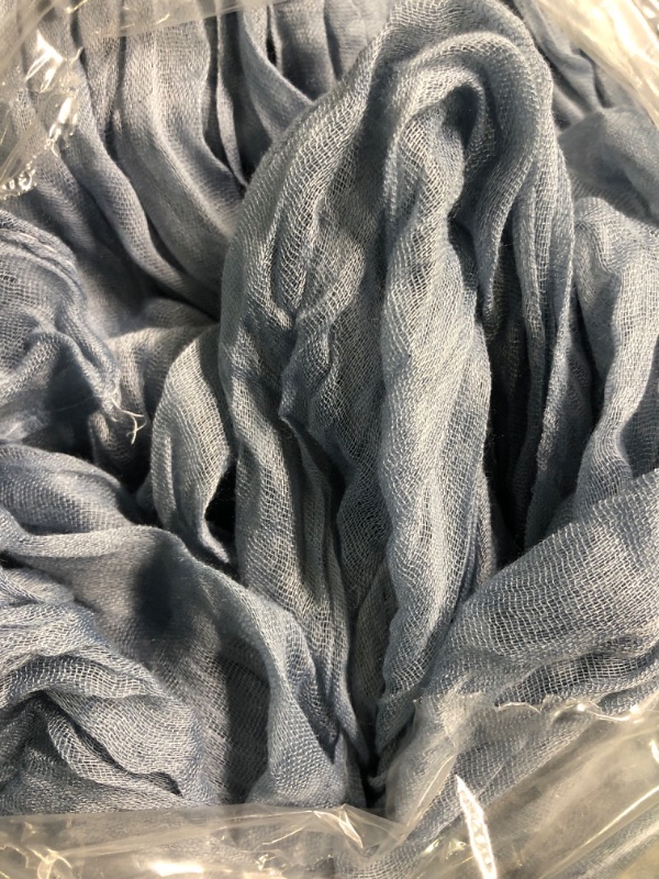 Photo 2 of 24 Pcs Dusty Blue Cheesecloth Table Runner 10FT, Gauze Table Runner for Wedding Reception Sheer Bridal Shower Birthday Party Boho Table Decoration, Rustic Romantic Wedding Runner Dusty Blue 24 Pcs-10 FT