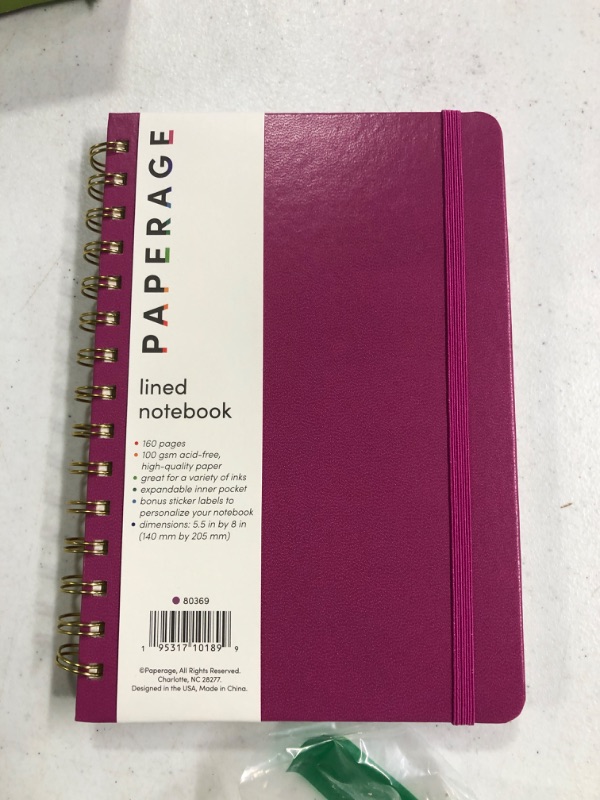 Photo 2 of PAPERAGE Lined Spiral Journal Notebook, (Raspberry), 160 Pages, Medium 5.5 inches x 8 inches - 100 GSM Thick Paper, Hardcover, Double-Wire Spiral Journal & Notebook Lined - Pack of 1 Raspberry