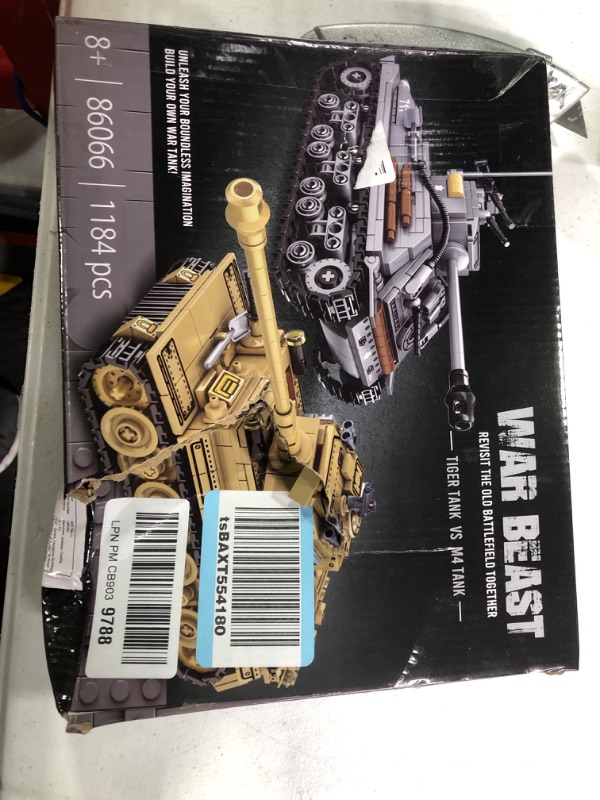 Photo 1 of WW2 Army Tank Toys Building Kit, Create a German Tiger Tank and an American M4 Sherman Tank Model, Include 1184 Blocks, Great Military Toy Gift for Boys, Kids, and Teens Age 8-14