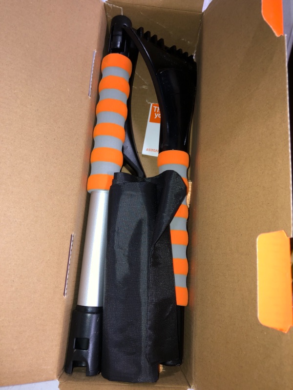 Photo 1 of AstroAI 40" Snow Brush and Detachable Ice Scraper with Ergonomic Foam Grip for Cars, Trucks, SUVs (Heavy Duty ABS, PVC Brush) orange Large