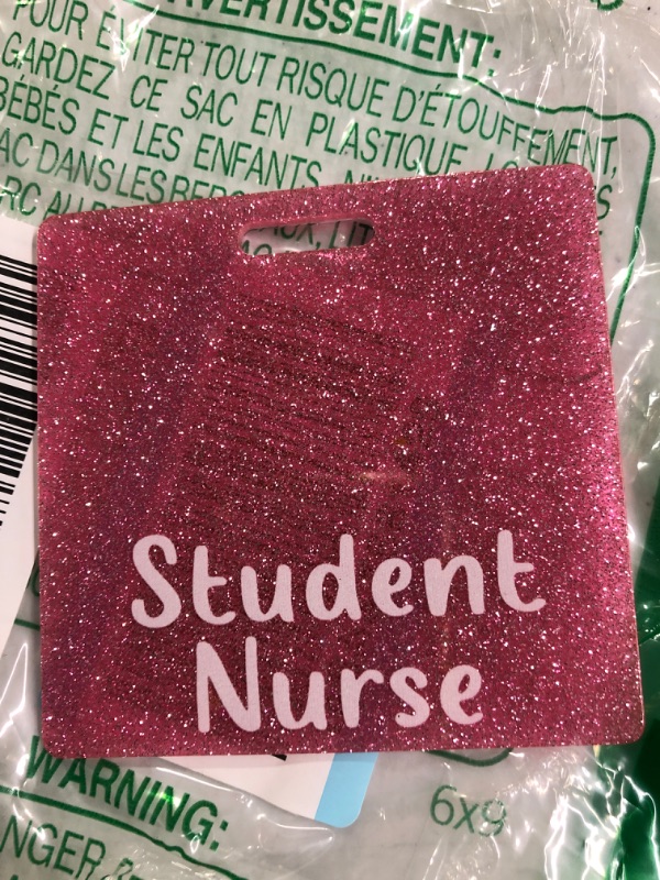 Photo 2 of Plifal Student Nurse Badge Buddy Card Holder Nurse Nursing Accessories Glitter Horizontal ID Name Identification Tags Nurse Work Gifts 1pink