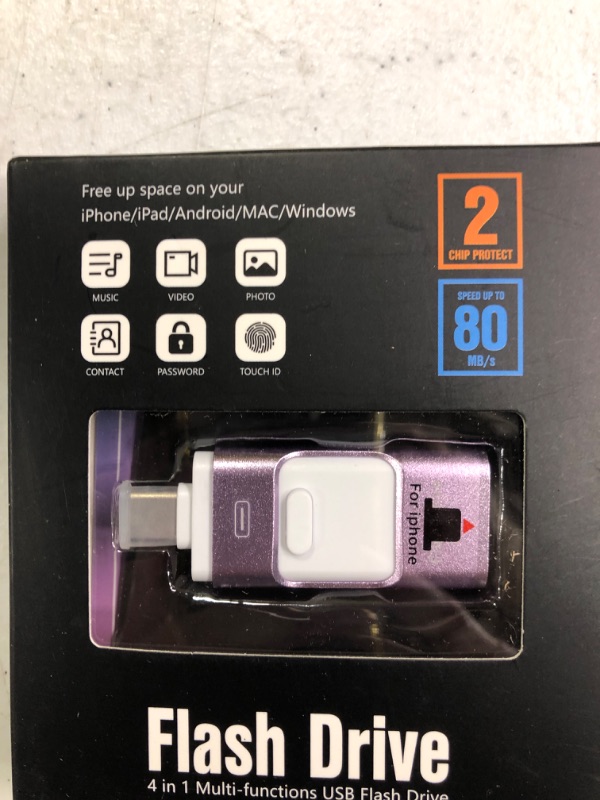 Photo 2 of Flash Drive for iPhone 256GB, 4 in 1 USB Type C Memory Stick, Photo Stick External Storage Thumb Drive for iPhone iPad Android Computer, Violet Purple 256GB Brilliant purple