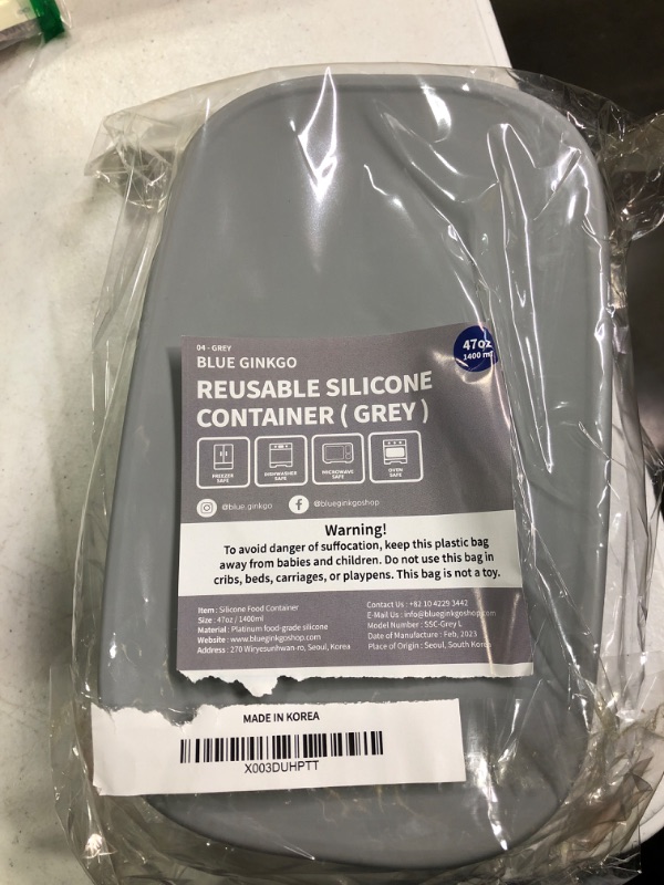 Photo 2 of 4.3 4.3 out of 5 stars 921
BLUE GINKGO Nesting Silicone Containers - Large Hard-Shell Silicone Food Storage Container | BPA Free, Airtight, Dishwasher and Freezer Safe (47.5 oz) - Grey