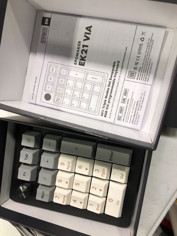Photo 1 of EPOMAKER EK21 VIA Gasket Number Pad, Bluetooth 5.0/2.4ghz/Wired Hot Swappable Numpad, with Poron Foam, Aluminum Alloy KOB, 1000mAh Battery, Programmable for Win/Mac/Gaming (Wisteria Linear Switch)