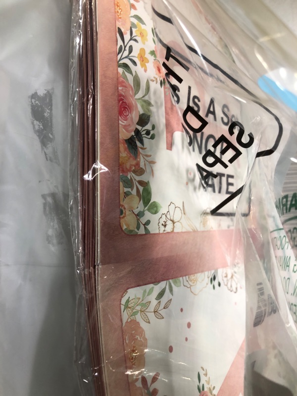 Photo 1 of Bucherry 6 Pcs Pink Floral Baby Shower Decorations Baby Flower Party Boxes Centerpiece Pink Floral Table Display with Letters Gender Reveal Party Favor Block Holder (Pink Floral) Pink Floral