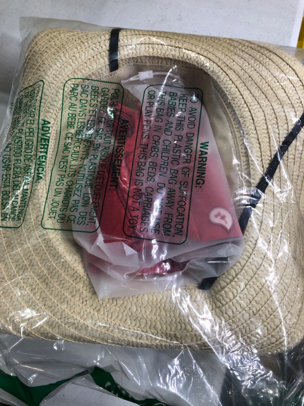 Photo 1 of Unittype 3 Set Straw Cowboy Hats and Bandanas Set Classic Western Cowboy Party Pack Red Bandanas Party Hat Accessories