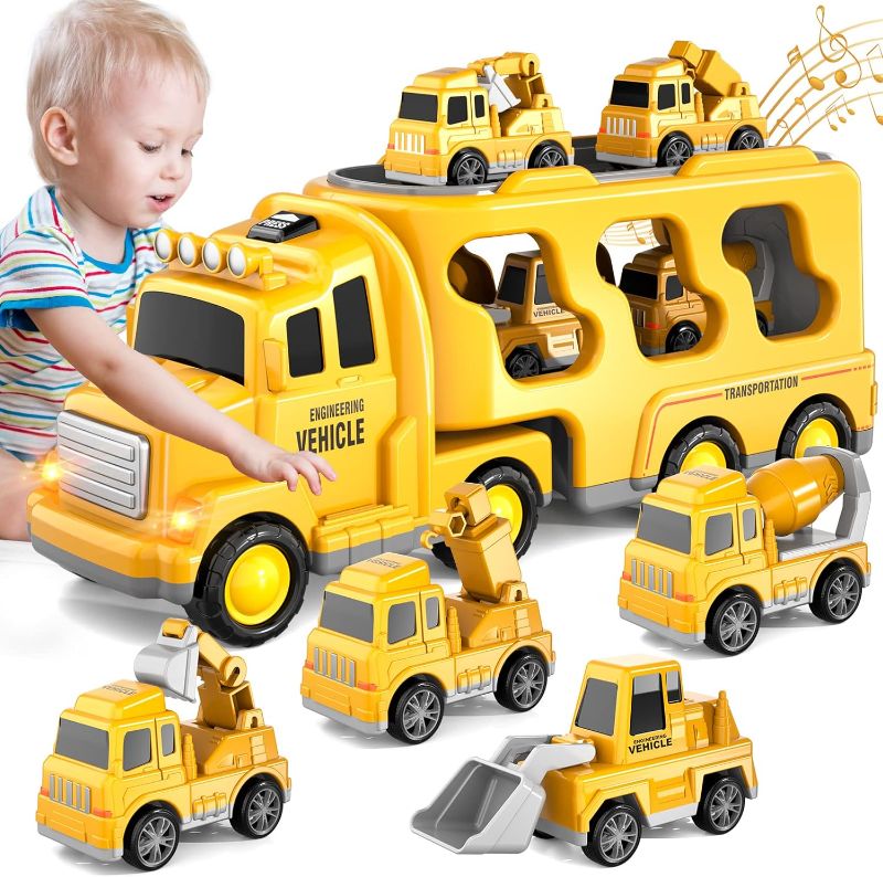 Photo 1 of Bennol Toddler Boy Toys for 1 2 3 4 5 Year Old Boys, Toddler Car Trucks Toys for Toddler Boys Ages 1-3 3-5, 5 in 1 Construction Car Truck Boys Toddlers Birthday Gifts