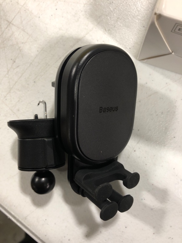 Photo 2 of **USED** Wireless Car Charger, Baseus 15W Fast Charging Phone Mount for Car Vent, Car Phone Holder with Enlarged Charging Coil for iPhone 14 13 12 11 10 8 Pro Max Xs, Samsung Galaxy S&Note Series Google LG etc Black