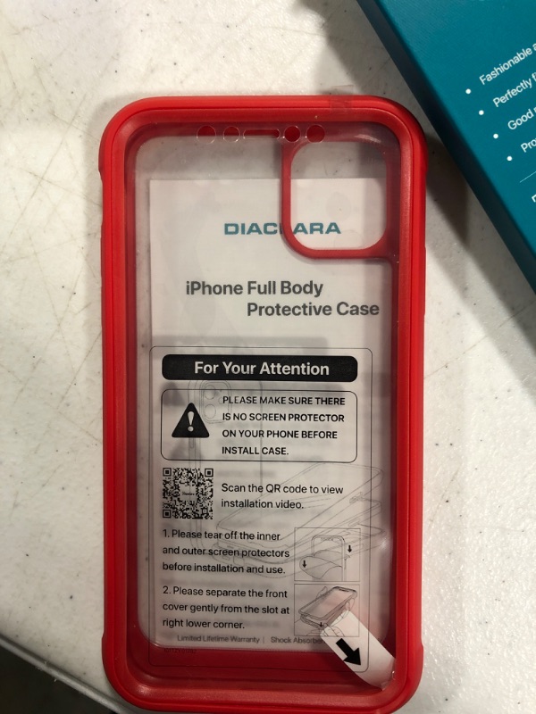 Photo 3 of Diaclara Compatible with iPhone 11 Case, Full Body Rugged Case with Built-in Touch Sensitive Anti-Scratch Screen Protector, Soft TPU Bumper Case Clear Compatible with iPhone 11 6.1" (Red and Clear) iPhone 11 6.1" Red
BOX DAMAGED