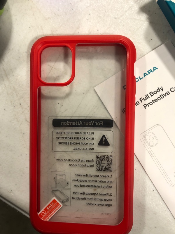 Photo 4 of Diaclara Compatible with iPhone 11 Case, Full Body Rugged Case with Built-in Touch Sensitive Anti-Scratch Screen Protector, Soft TPU Bumper Case Clear Compatible with iPhone 11 6.1" (Red and Clear) iPhone 11 6.1" Red
BOX DAMAGED