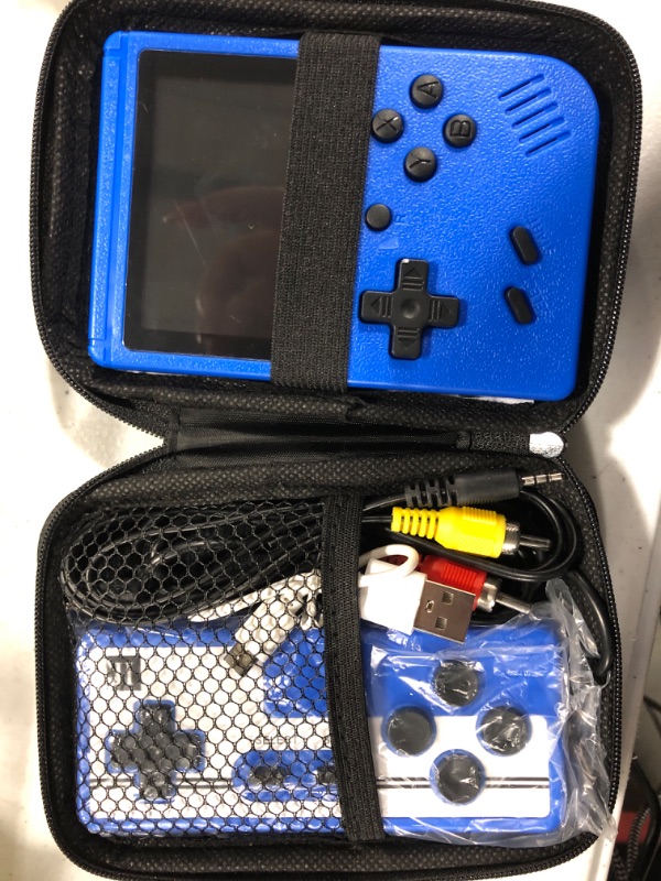 Photo 2 of DEIKAL Retro Handheld Game Console ?Portable Retro Video Games Consoles 400 Classical FC Games-3.0 Inches Screen Rechargeable Battery Hand Held Classic System Retro Gray with Storage Case (Blue)