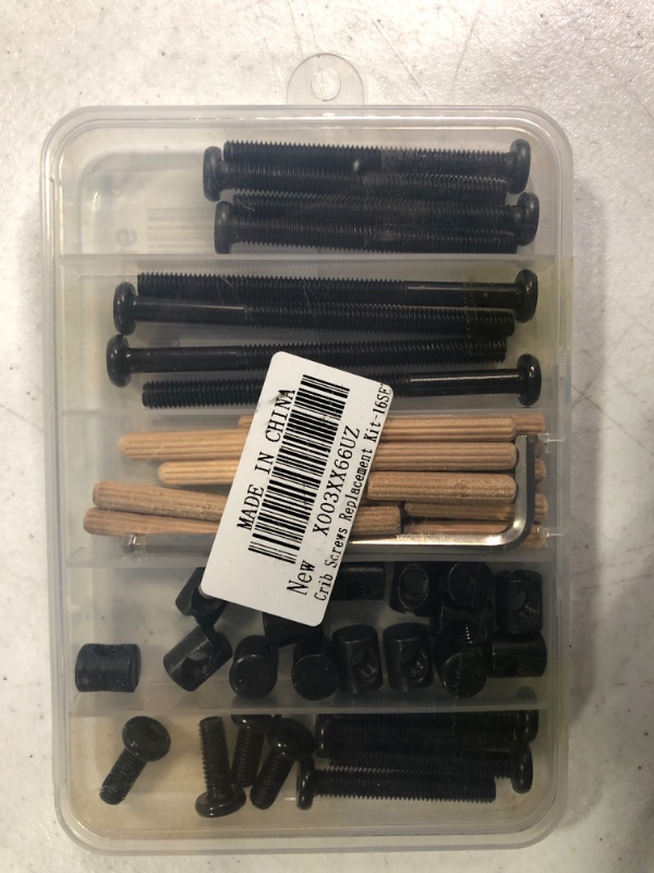 Photo 1 of ALLWIN Crib Screws Hardware Replacement Kit - 16 Set Baby Bed Frame Bolts,Barrel Nuts&Wooden Dowel Pins Set - M6x16/40/60/80 mm Hex Drive Socket Cap Screws Nuts for Beds Headboards Chairs Furniture