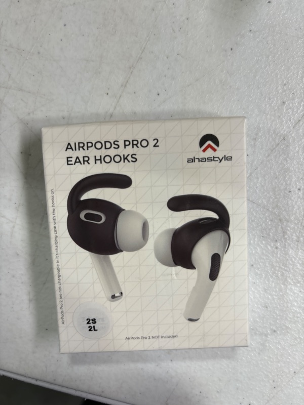 Photo 3 of AhaStyle 4 Pairs AirPods Pro 2 Ear Hooks?Added Storage Pouch? Anti-Slip Ear Covers Silicone Accessories Compatible with Apple AirPods Pro 2nd Generation (2 Large+2 Small, Black) for AirPods Pro Gen 2 [2 Large+2 Small, Black]