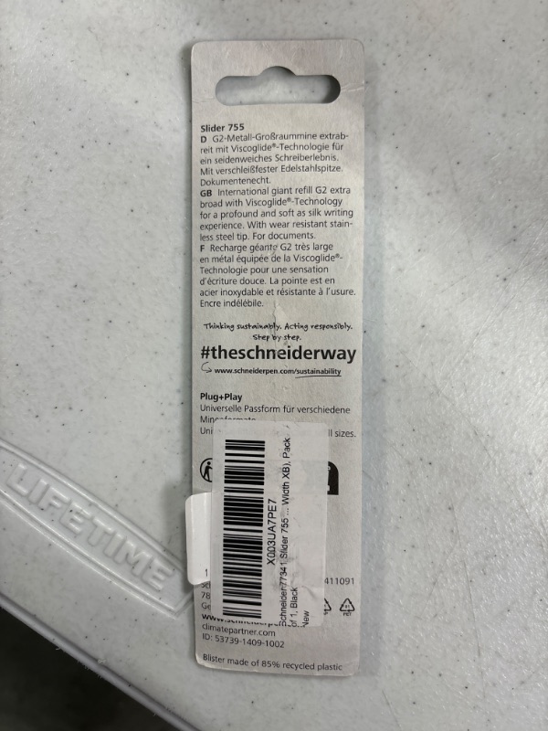 Photo 1 of Schneider 77341 Slider 755 Ballpoint Pen Refill (ViscoGlide Technology, Indelible, Line Width XB), Pack of 1, Black Black 1er Blisterkarte XB