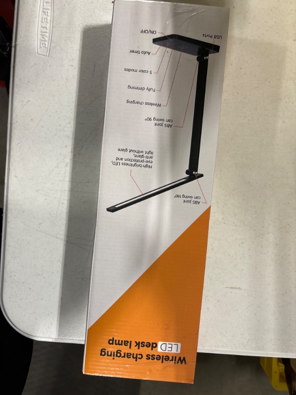 Photo 1 of Desk Lamp with Wireless Charger, Touch Control Wireless Charging Lamp, LED Desk Lamp with USB Charging Port, Stepless Dimming Desk Light with 5 Color Modes, Eye Caring Office Lamp for Reading, Study Black 3.0 Pro
BOTTOM HAS MINOR DAMAGE