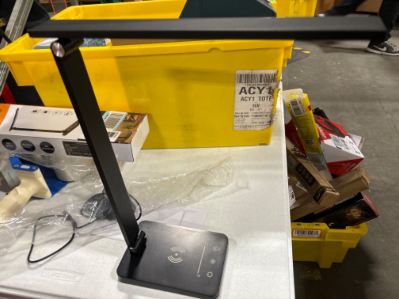 Photo 1 of Desk Lamp with Wireless Charger, Touch Control Wireless Charging Lamp, LED Desk Lamp with USB Charging Port, Stepless Dimming Desk Light with 5 Color Modes, Eye Caring Office Lamp for Reading, Study Black 3.0 Pro
BOTTOM HAS MINOR DAMAGE