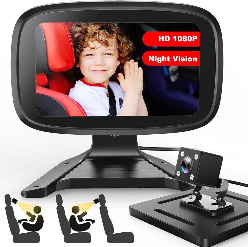 Photo 1 of Baby Car Camera HD 1080P Clear Night Vision 4.3'' Car Baby Monitor with Camera, Baby Car Mirror Rear Facing Car Seat Mirrors with Reusable Sucker Bracket, Car Backseat Camera for Baby (a)