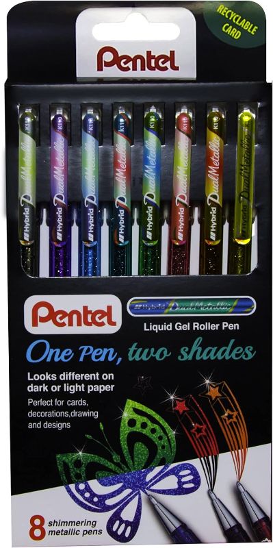 Photo 1 of Pentel Hybrid Dual Metallic Fantasy Colour 8pc Wallet