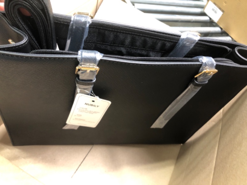Photo 1 of Laptop Bag for Women Waterproof Lightweight Leather 15.6 Inch Computer Tote Bag Business Office Briefcase Large Capacity Handbag Shoulder Bag Professional Office Work Bag Black 15.6 Inch Black
