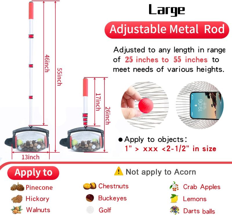 Photo 2 of ** MISSING PARTS ** Zozen Nut Gatherer, Walnut Picker Upper Roller, Pinecone Picker Upper - Directly Dump Outlet | Apply to Pinecone, Hickory, Chestnuts, Buckeyes, Golf, Crab Apple Objects Size 1'' to 2.5''; 1.5 Gallon