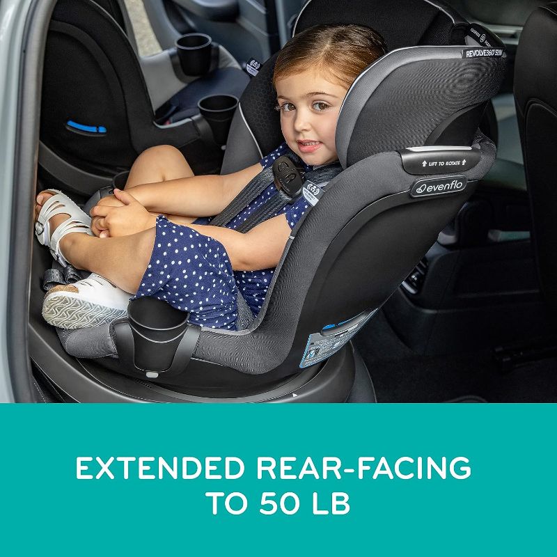 Photo 2 of **expires 7/22/2033** Evenflo Revolve360 Slim 2-in-1 Rotational Car Seat with Quick Clean Cover