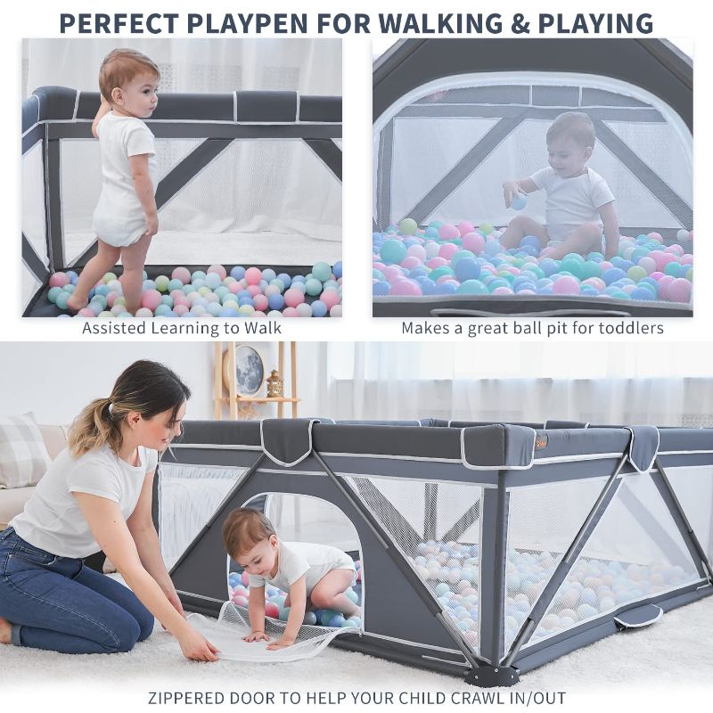 Photo 3 of Foldable Baby Playpen, Yobear Large Playpen for Babies and Toddlers 