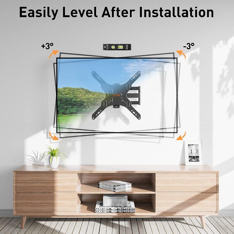 Photo 5 of ELIVED TV Wall Mount for Most 26-55 Inch TVs, Swivel and Tilt Full Motion TV Mount with Single Stud Perfect Center Design, TV Bracket Max VESA 400x400mm, Holds up to 88 lbs.