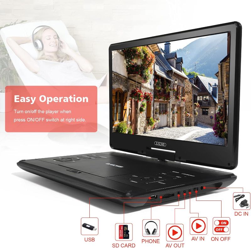 Photo 1 of 16.9" Portable DVD Player with 14.1" Large HD Screen,High Volume Speaker,with Extra Carrying Bag,Supports 4-6 Hours Built-in Battery and USB/SD Card/Sync TV [Not Support Blu-Ray]…