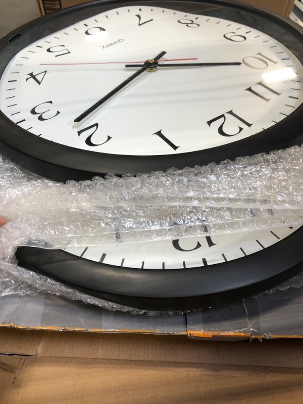 Photo 3 of **NEEDS NEW NUMBER BOARD** Bernhard Products Black Wall Clock, 2 Pack Silent Non Ticking - 16 Inch Extra Large Quality Quartz Battery Operated Round Easy to Read Home/Office/Business/Kitchen/Classroom/School Clocks Black 16 Inch - 2 Clocks