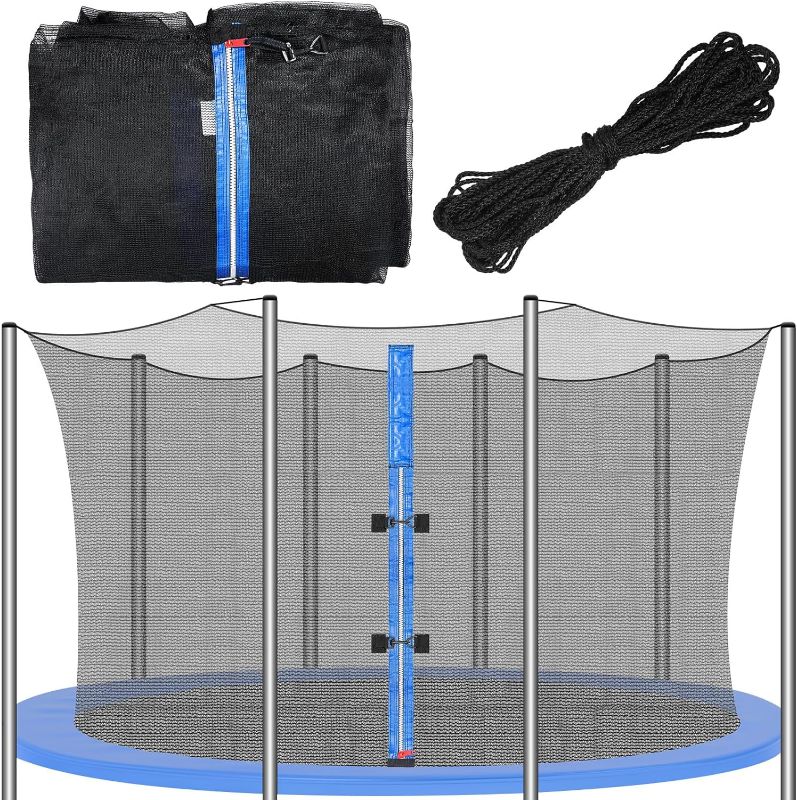 Photo 3 of 14FT Trampoline Enclosure Net with Universal Trampoline Replacement Enclosure Poles and Hardware