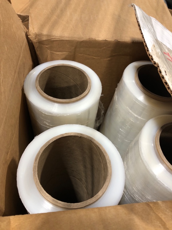 Photo 3 of PackageZoom 4 Rolls 18" x 1500 Ft Stretch Wrap Heavy Duty, Industrial Strength Shrink Wrap, 55 Gauge High Performance Stretch Film Replaces 80 Gauge Low Films, Clear Hand Stretch Wrap 18" wide x 1500 ft x 4 Rolls