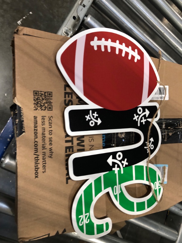 Photo 1 of Football Party Decorations Letter One for First Birthday Supplies - 1st Football Field Cutout Wooden One for Boy Girl Bday Photo Prop Highchair Door Hanging Decorations Superbowl Birthday Decor