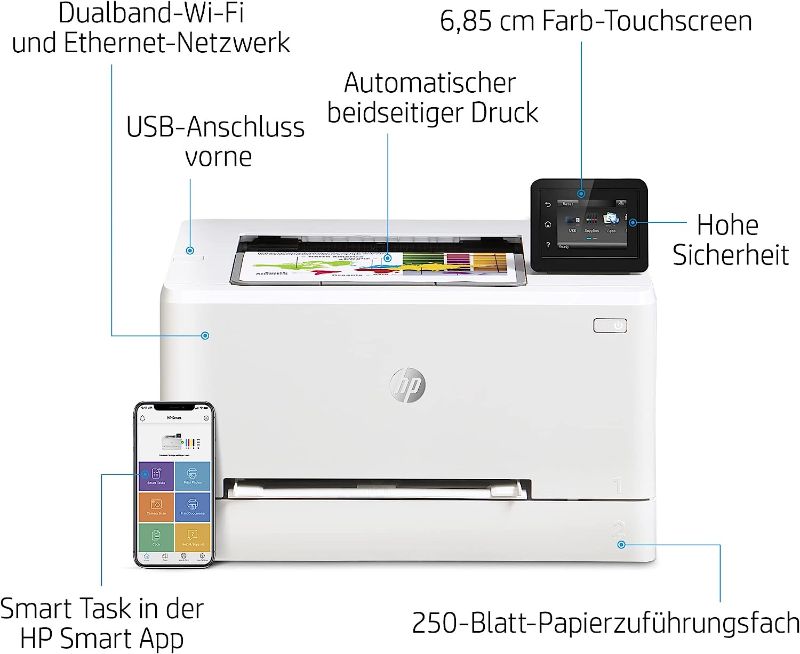 Photo 2 of HP Color LaserJet Pro M255dw Wireless Laser Printer, Remote Mobile Print, Duplex Printing, Works with Alexa (7KW64A), White