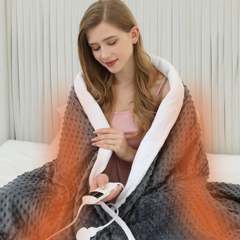 Photo 1 of HYRIXDIRECT Electric Heated Weighted Blanket 15LB 48''*72'' Full Size Soft Throw Blanket with Glass Beads, 5 Heating Levels & 2-8H Auto Off, Over-Heat Protection, Machine Washable